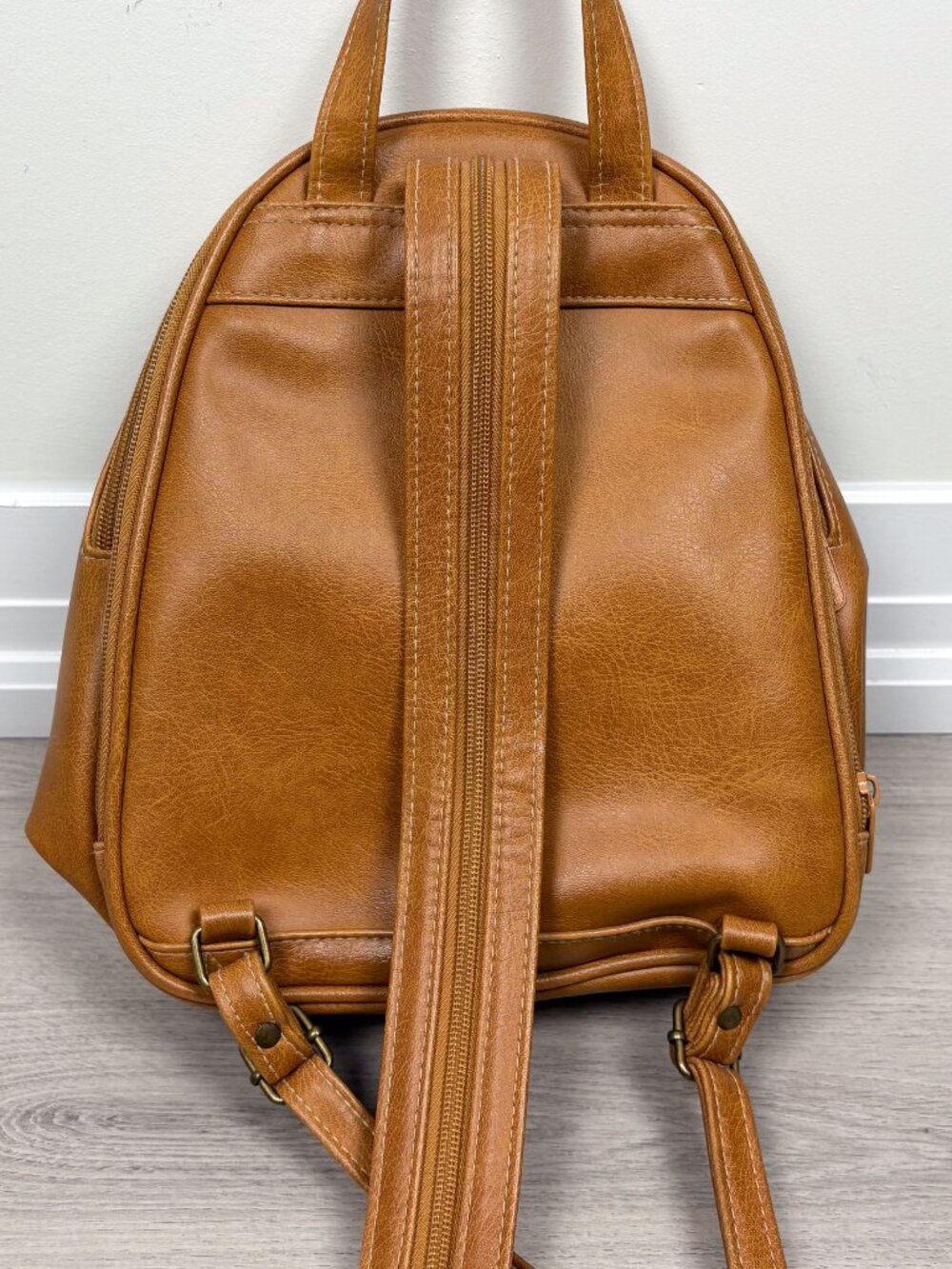 The Stone Reaction Womens Faux Leather Mini Backpack Tan Bag - Picture 4 of 7